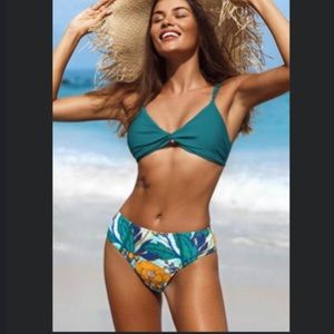 Teal Double Straps Bikini Top